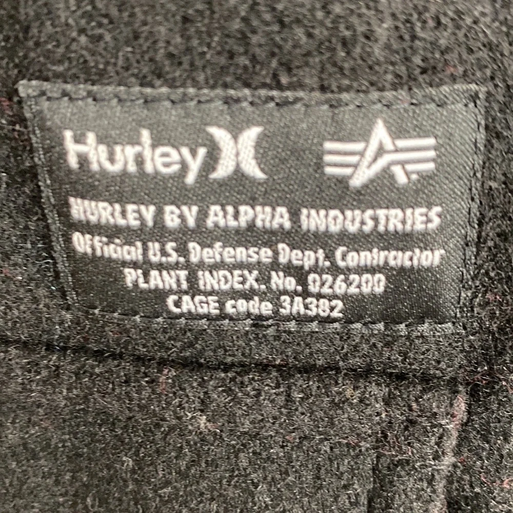 Hurley X Alpha IND Collaboration Black Wool Pea Coat NWT Size small RARE